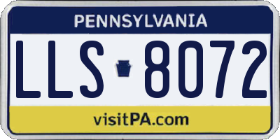 PA license plate LLS8072