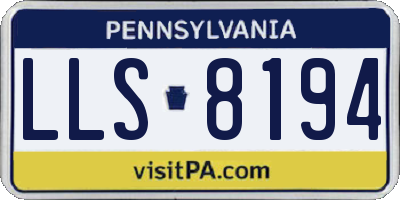 PA license plate LLS8194