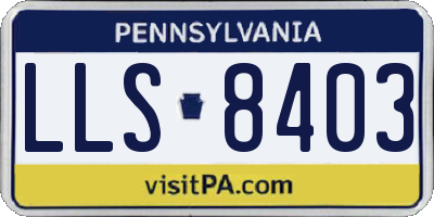 PA license plate LLS8403