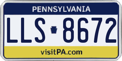 PA license plate LLS8672