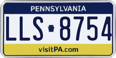 PA license plate LLS8754