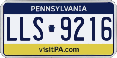 PA license plate LLS9216