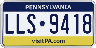 PA license plate LLS9418