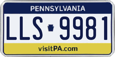 PA license plate LLS9981