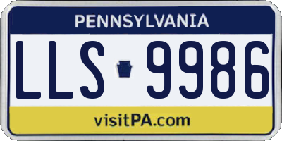 PA license plate LLS9986