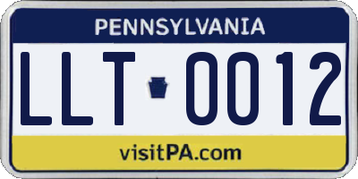 PA license plate LLT0012