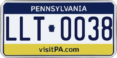 PA license plate LLT0038