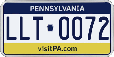 PA license plate LLT0072