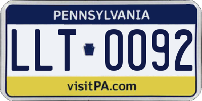 PA license plate LLT0092