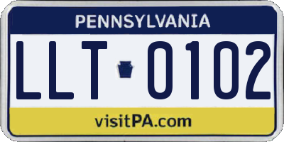 PA license plate LLT0102