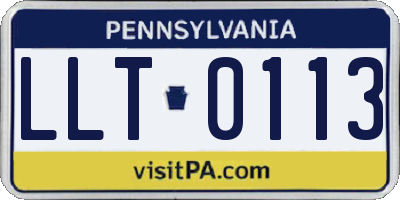 PA license plate LLT0113