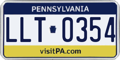 PA license plate LLT0354