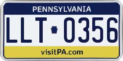 PA license plate LLT0356