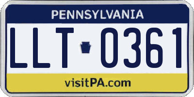 PA license plate LLT0361