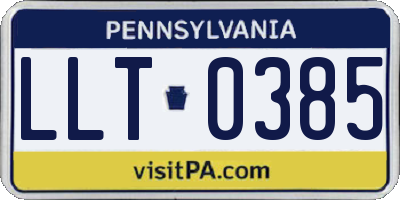 PA license plate LLT0385