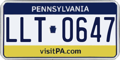 PA license plate LLT0647