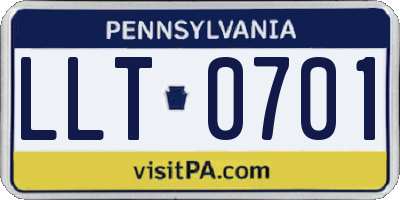 PA license plate LLT0701
