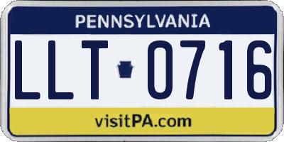 PA license plate LLT0716