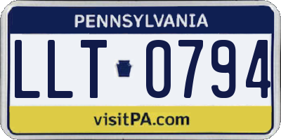 PA license plate LLT0794