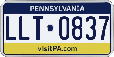 PA license plate LLT0837
