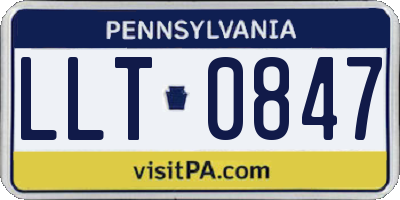 PA license plate LLT0847