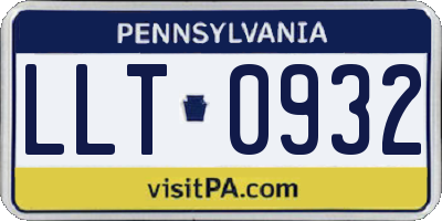PA license plate LLT0932