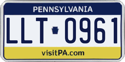 PA license plate LLT0961