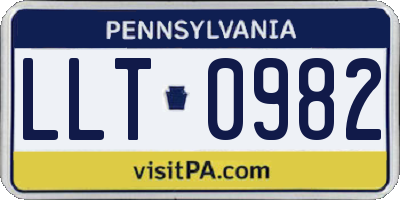 PA license plate LLT0982