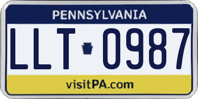 PA license plate LLT0987