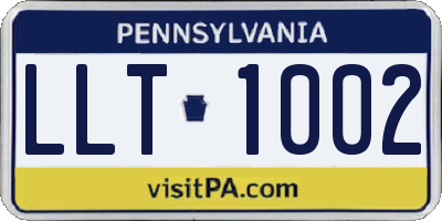 PA license plate LLT1002