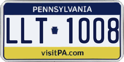 PA license plate LLT1008