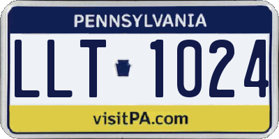 PA license plate LLT1024