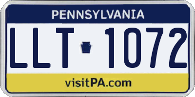 PA license plate LLT1072