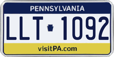 PA license plate LLT1092