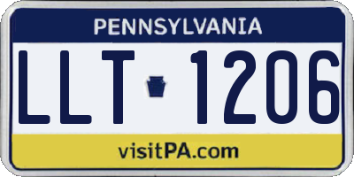 PA license plate LLT1206