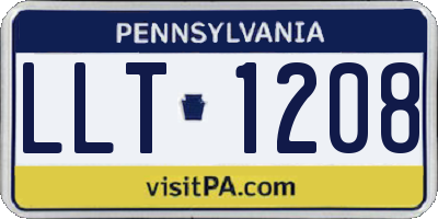 PA license plate LLT1208