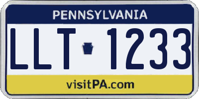 PA license plate LLT1233