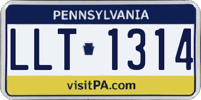 PA license plate LLT1314