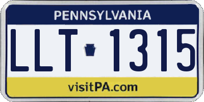 PA license plate LLT1315