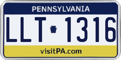 PA license plate LLT1316