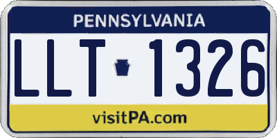 PA license plate LLT1326