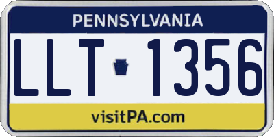PA license plate LLT1356