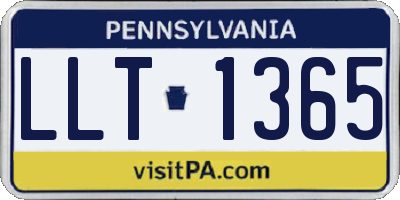 PA license plate LLT1365