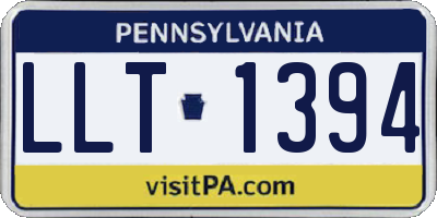 PA license plate LLT1394