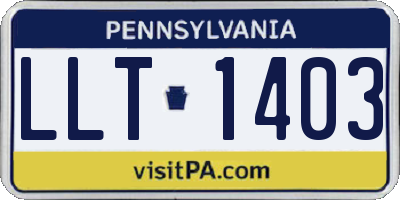 PA license plate LLT1403