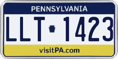 PA license plate LLT1423