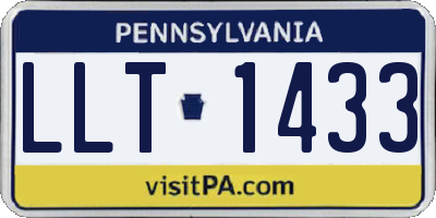 PA license plate LLT1433