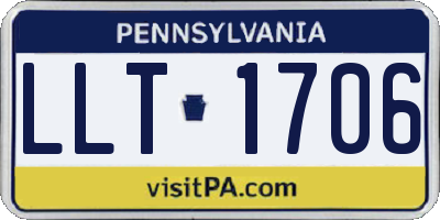 PA license plate LLT1706