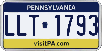 PA license plate LLT1793