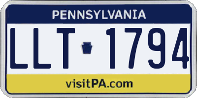 PA license plate LLT1794